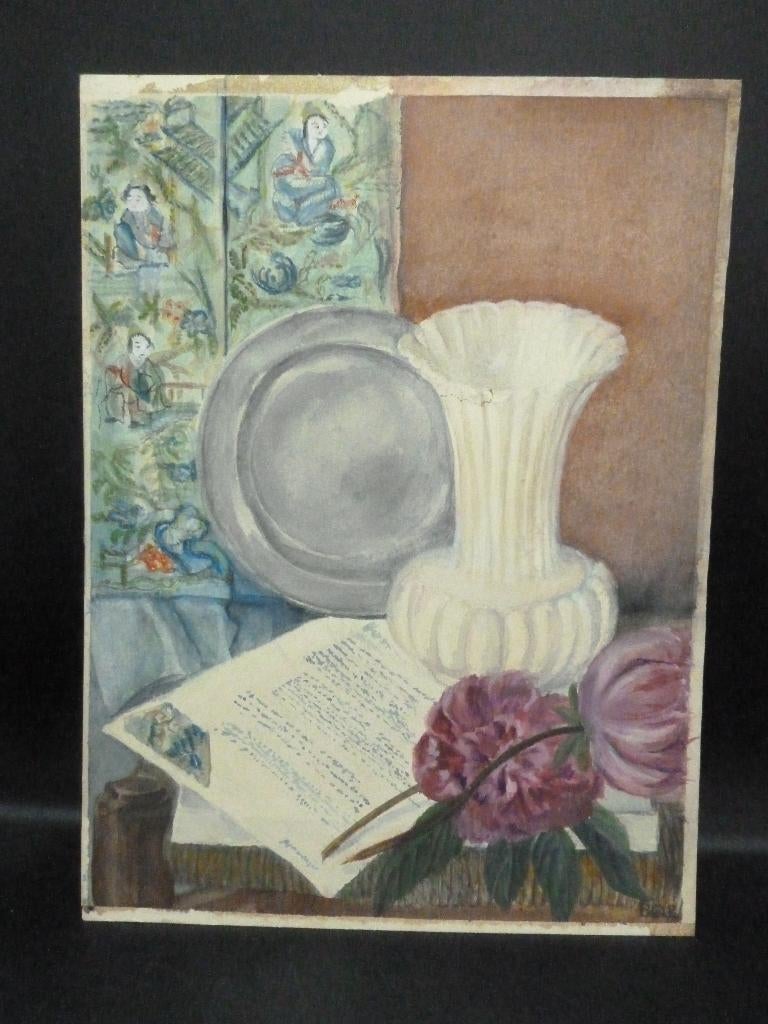 Schilderij op papier stilleven, Ophalen of Verzenden