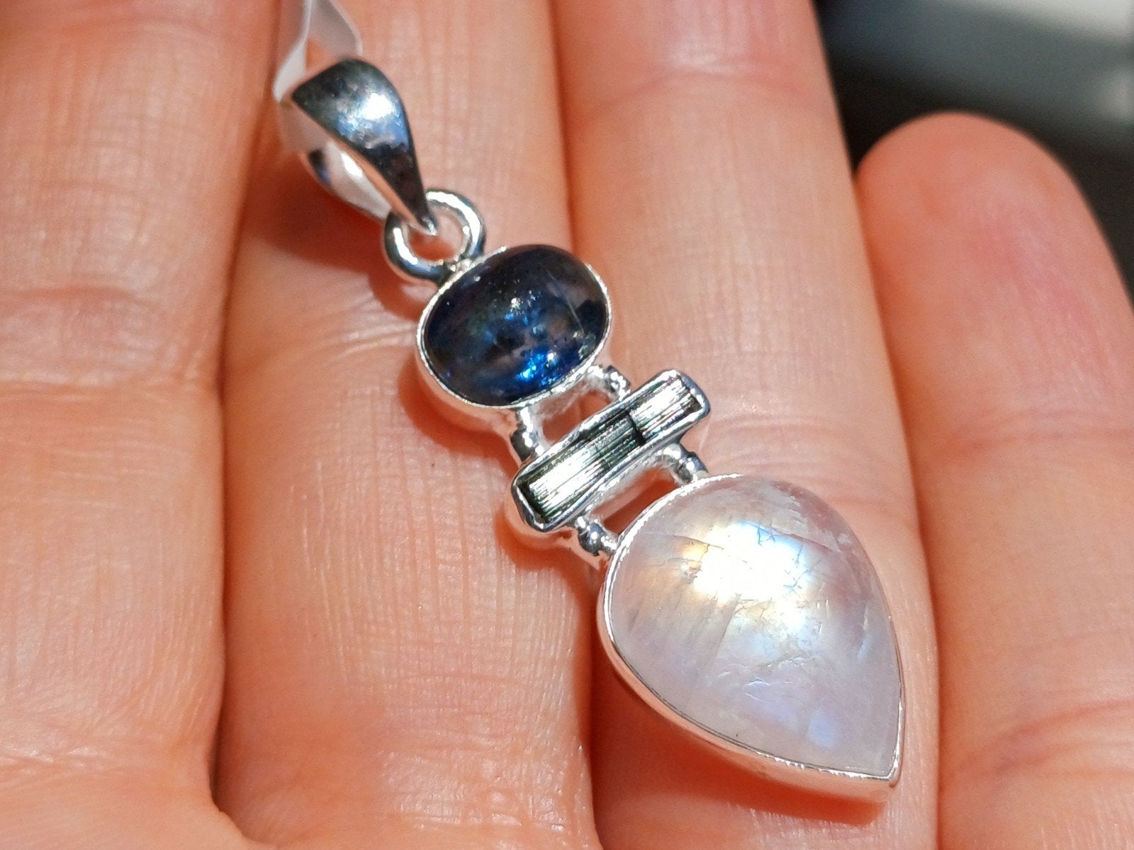 Vanoli 925 zilver kettinghanger maansteen tanzaniet toermali, Daiva1973@hotmail.com, Vanoli, Overige kleuren, Amsterdam