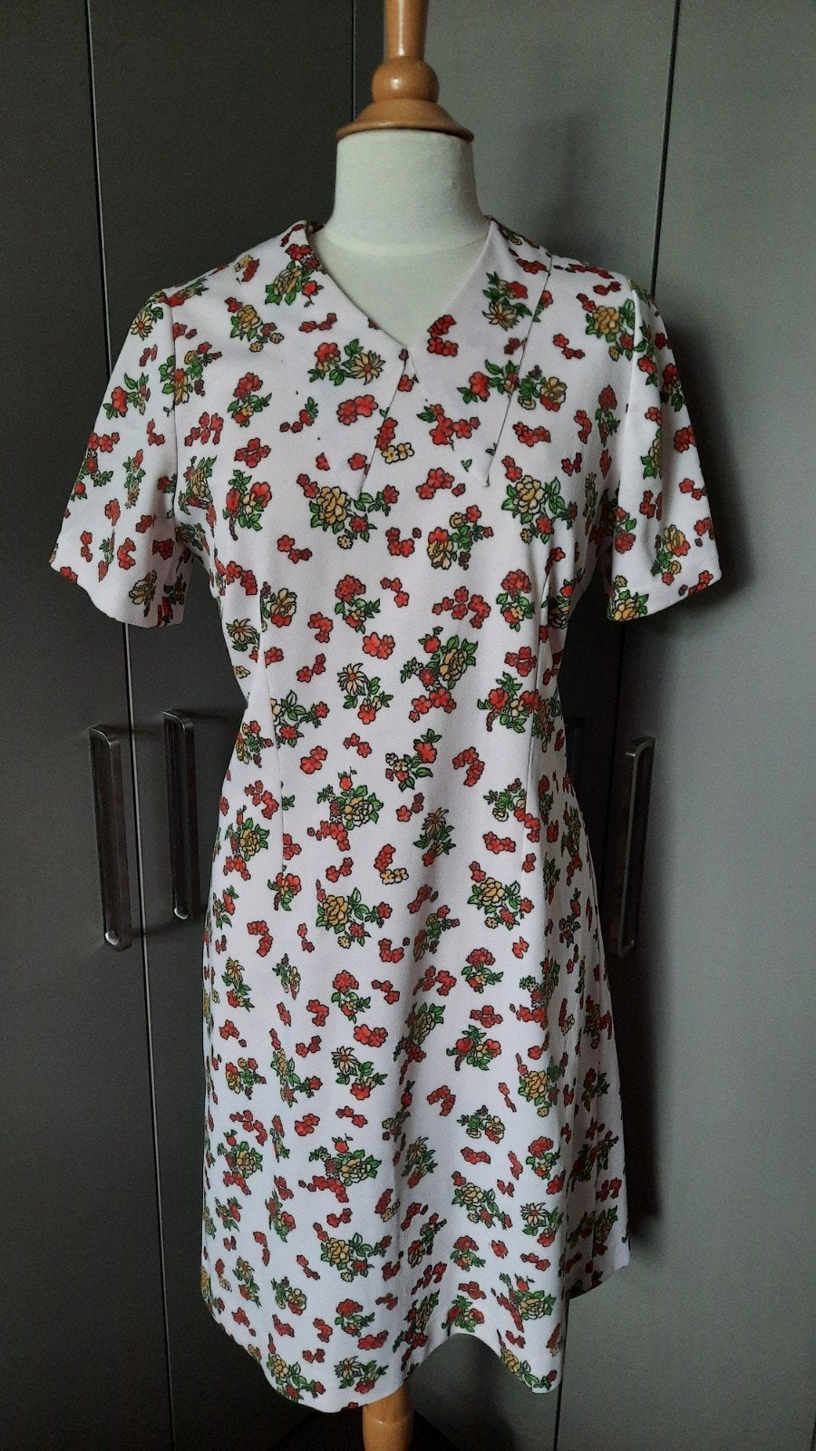 Leuk vintage jurkje licht roze met bloemen 50s 60s, Maat 42/44 (L), Ophalen of Verzenden, Zo goed als nieuw, Roze