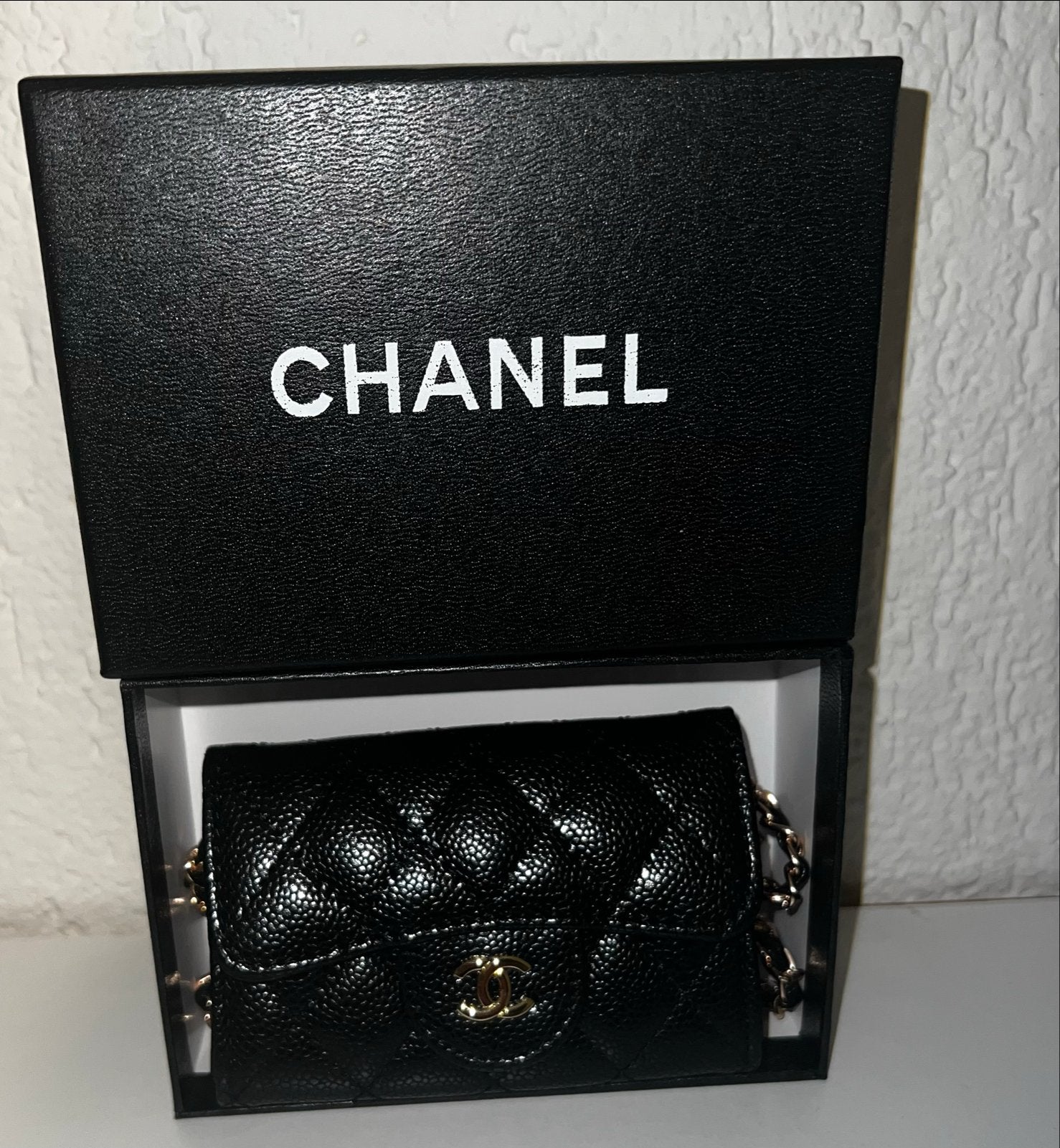 Ch8nel Classic Wallet on Chain (WOC) Zwart, Ophalen of Verzenden, Zo goed als nieuw, Zwart, Schoudertasje