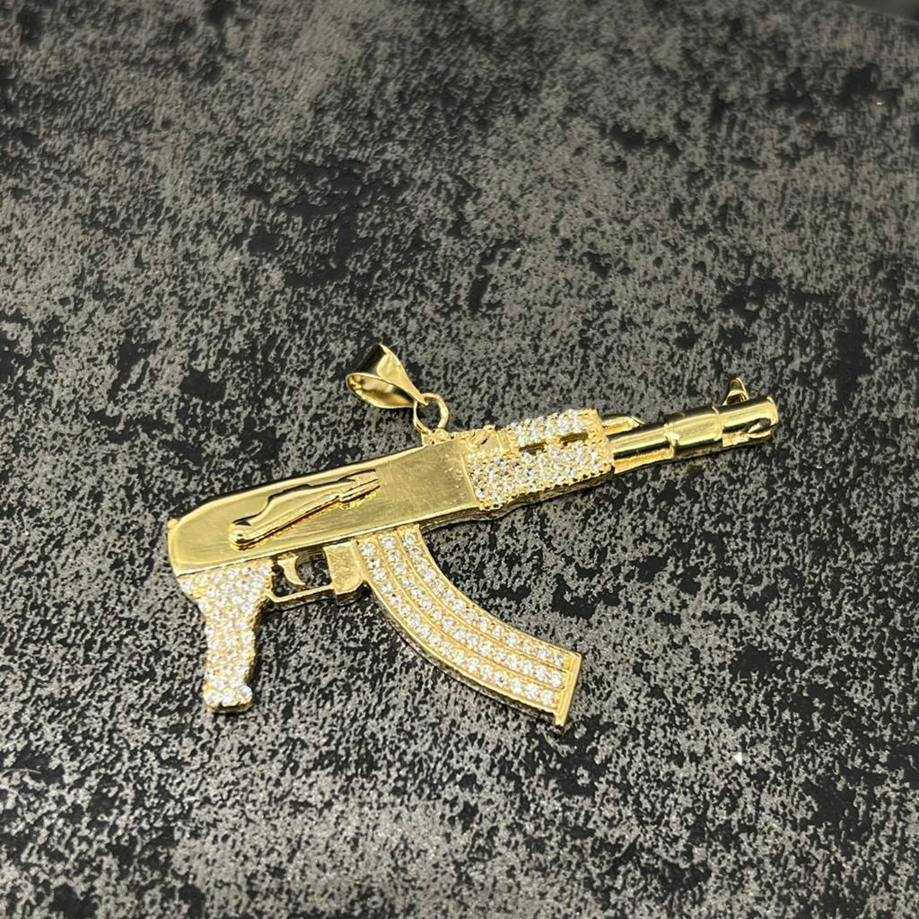 14k gouden hanger kettinghanger ak47 geweer wapen, Sieraden, Tassen en Uiterlijk, Ophalen of Verzenden, Nieuw, Goud, Kruis of Symbool