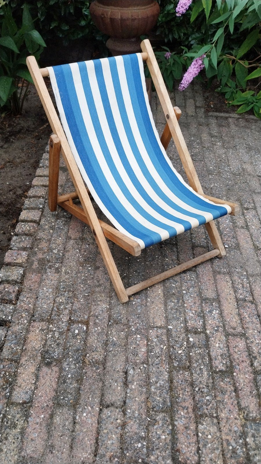 vintage kinderstrandstoel strandstoel, Ophalen, Hout, Inklapbaar