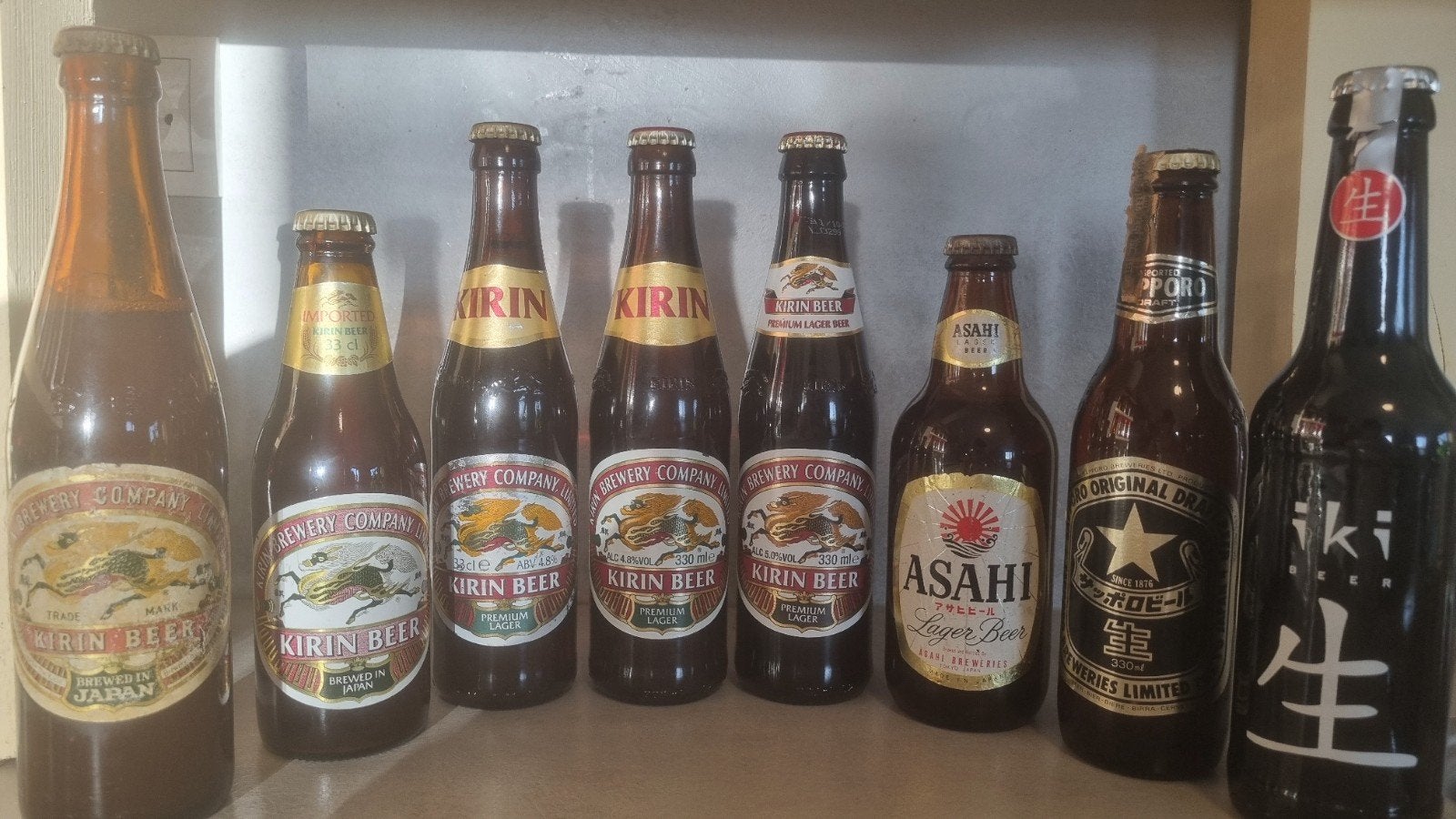 6 Japanse bieren: Kirin + glas, Asahi, Iki, Sapporo, Ophalen of Verzenden, Zo goed als nieuw, Flesje(s), Overige merken