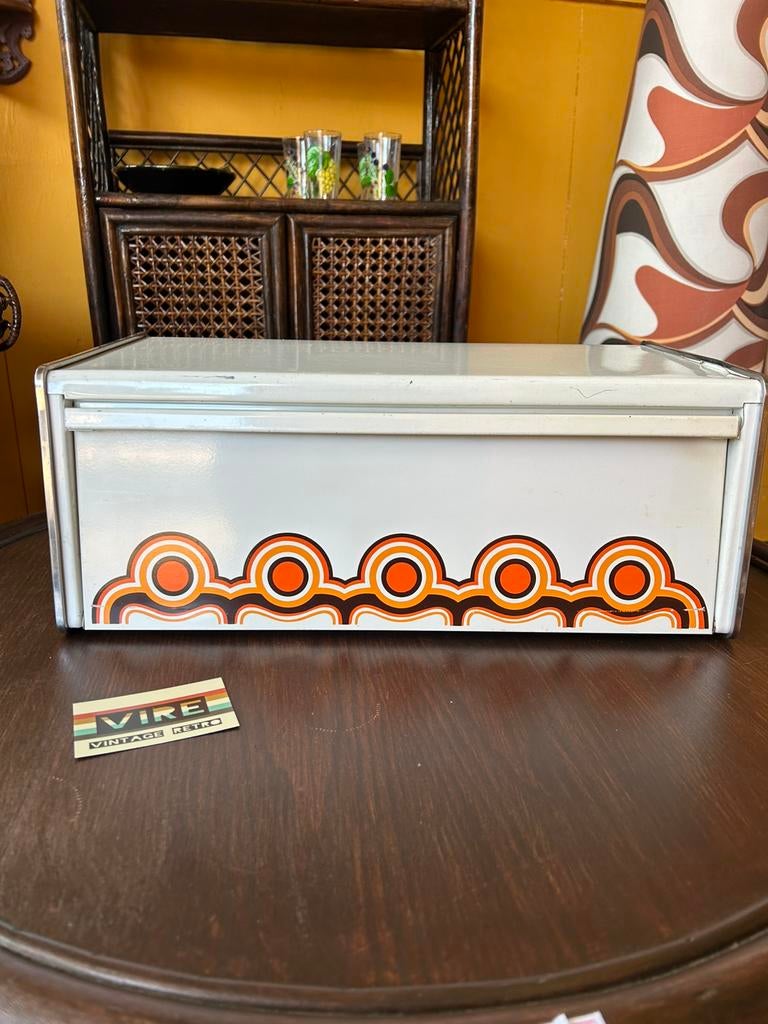 Vintage jaren 70 oranje witte brabantia brooddoos, Verzamelen, Blikken, Ophalen of Verzenden, Zo goed als nieuw