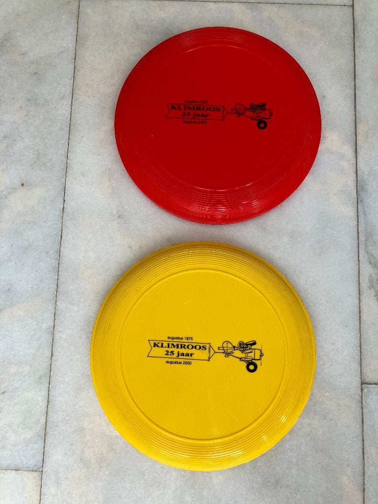 Rode en Gele Frisbee - Diameter 21 cm, Ophalen of Verzenden, Gebruikt