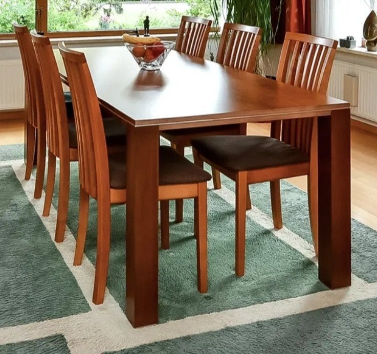 Eettafel massive kersenhout 220x100 cm h. 74 cm, Ophalen, 200 cm of meer, 50 tot 100 cm, Zo goed als nieuw