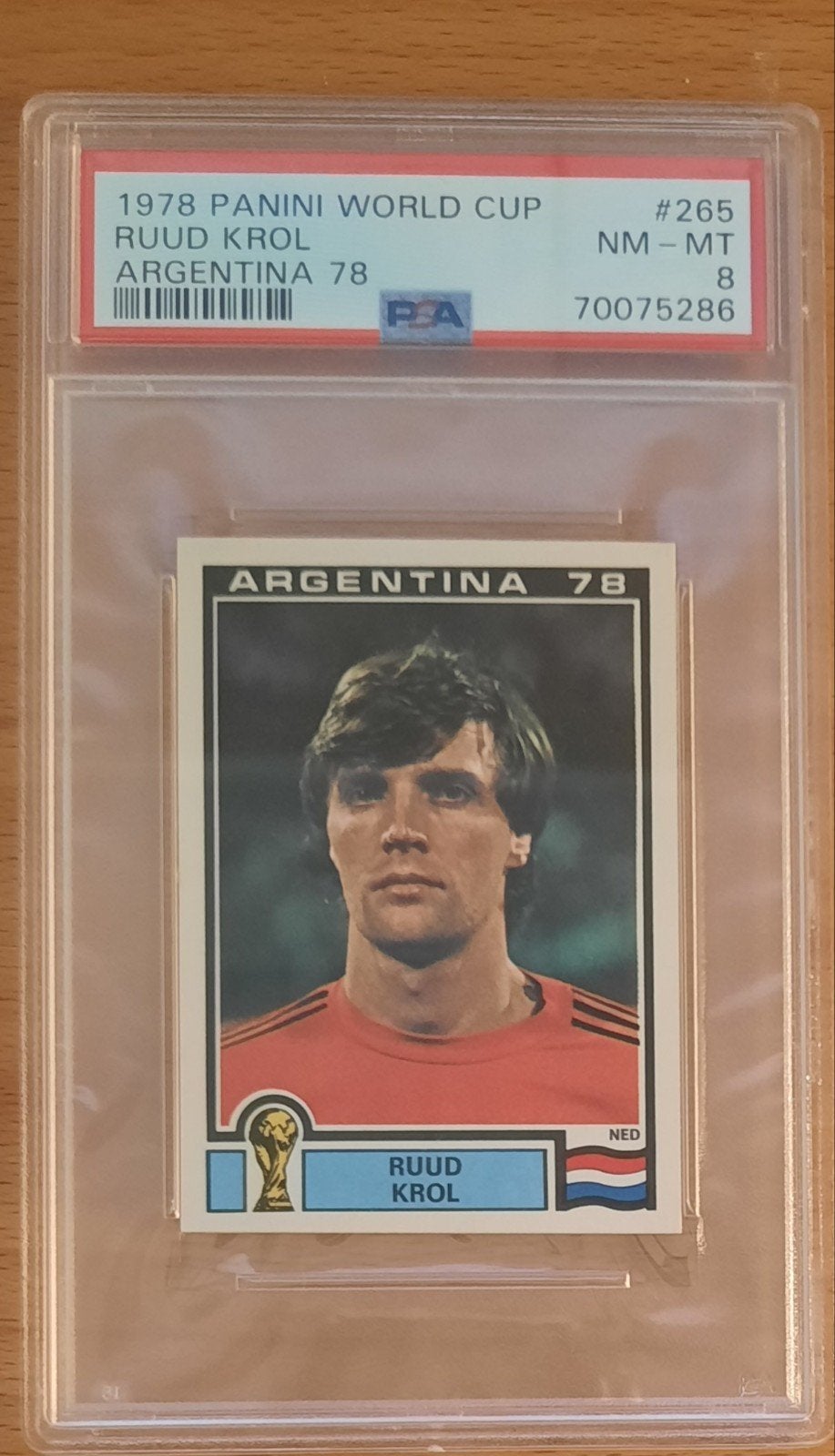 Ruud Krol Panini WK 1978 PSA 8 Voetbalkaart, Verzamelen, Verzenden, Zo goed als nieuw, Spelerskaart