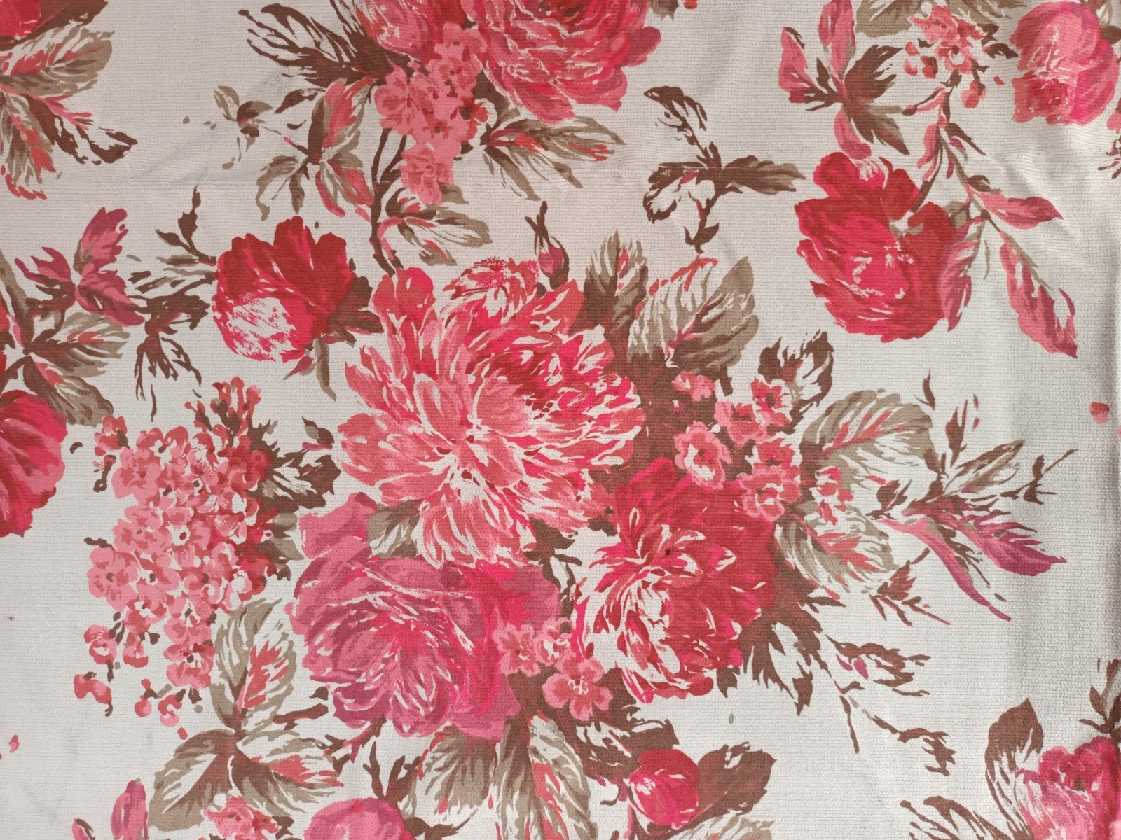 Lap stof ong 134 x 185 cm ribstof lichtgrijs met bloemen, Ophalen of Verzenden, Gebruikt, 30 tot 200 cm, 120 cm of meer