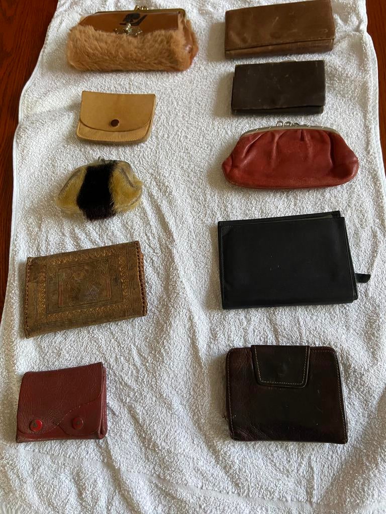 10 portemonnees ( retro), Ophalen of Verzenden, Gebruikt, Overige kleuren, Leer