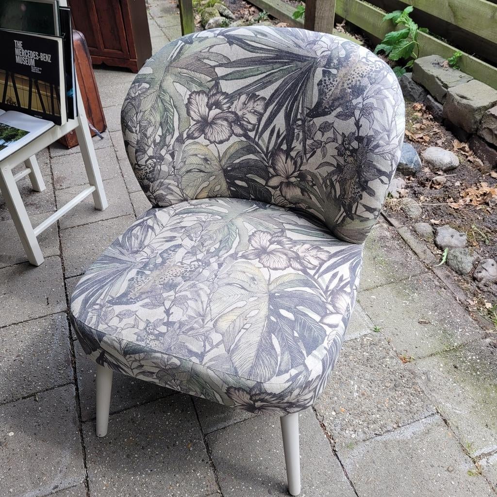 Leuk stoeltje met bladmotief, Huis en Inrichting, Fauteuils, Ophalen, Gebruikt, Minder dan 75 cm, Stof