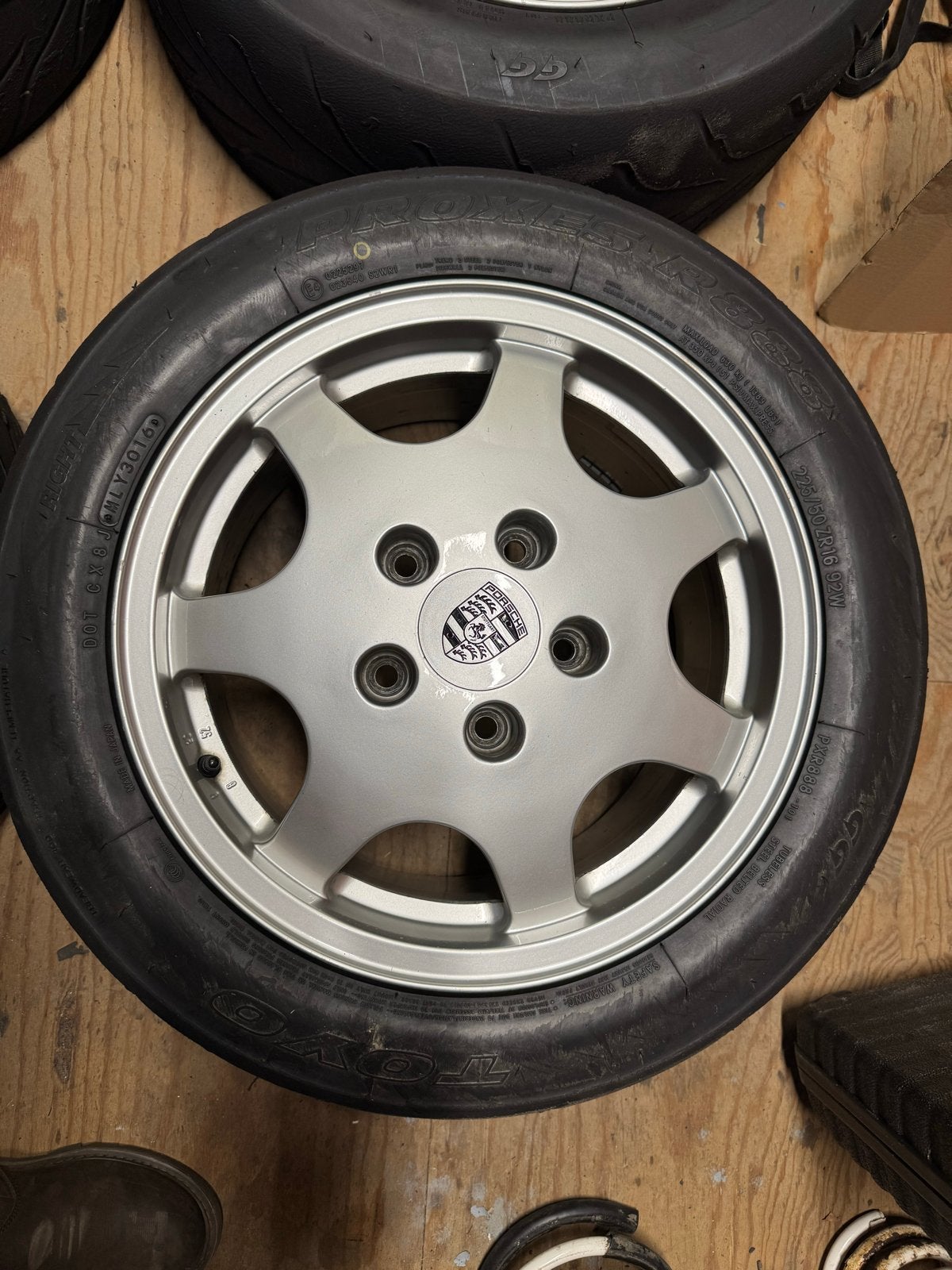 Porsche 964 D90 Velgen met Toyo Proxes R888 semislicks, Auto-onderdelen, Ophalen, Gebruikt, 16 inch, Banden en Velgen