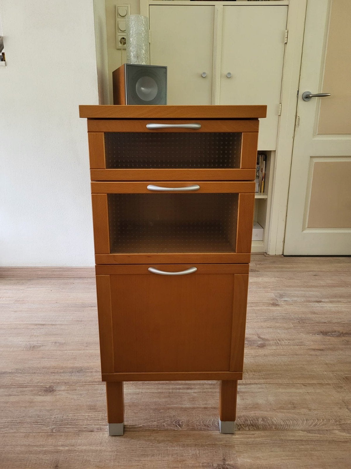 Kastje met 3 laden, Ophalen, Minder dan 50 cm, Gebruikt, Glas