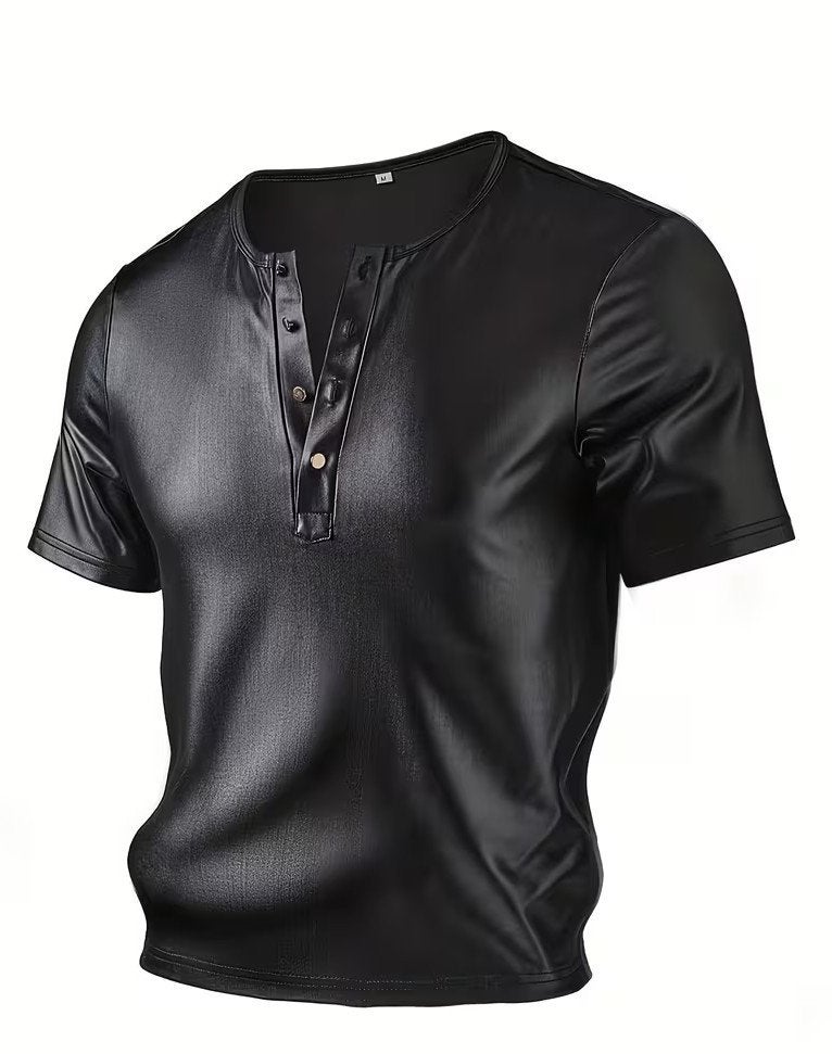 Glanzend korte mouw T-shirts met knoopjes Sexy trendy, Kleding | Heren, CM, Verzenden, Nieuw, Overige maten