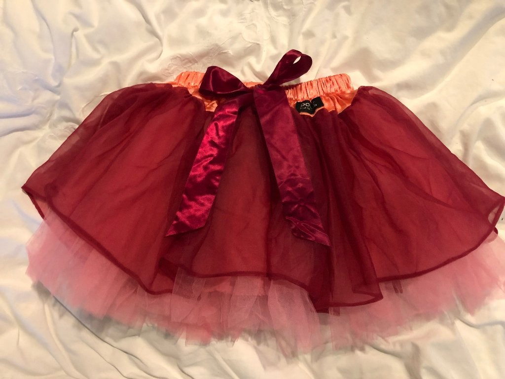 Fairy tutu, tule rokje roze / rood Dolly by Le Petit Tom 128, Dolly by Le Petit Tom, Meisje, Ophalen of Verzenden, Zo goed als nieuw