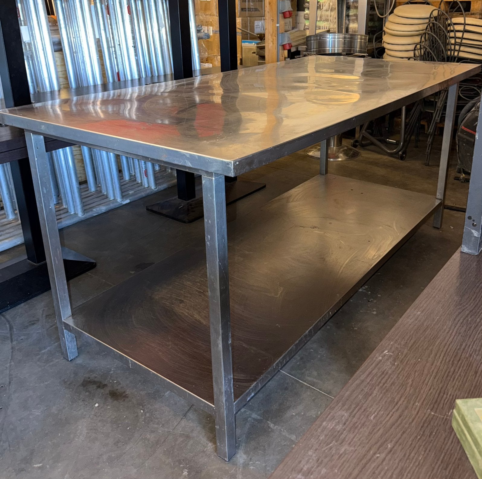 RVS Werktafel  Horeca Werkbank met Onderschap - 200 x 100 cm, Ophalen, Gebruikt, ., Rvs