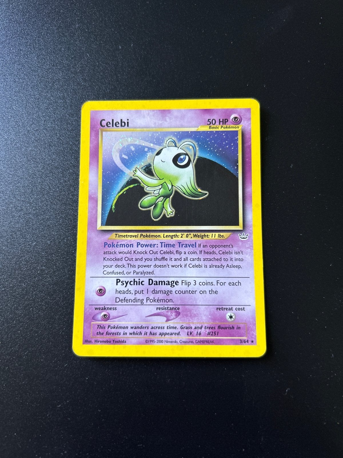 Celebi 3/64 hol Neo Revelation Pokémon Kaart, Ophalen of Verzenden, Gebruikt, Losse kaart