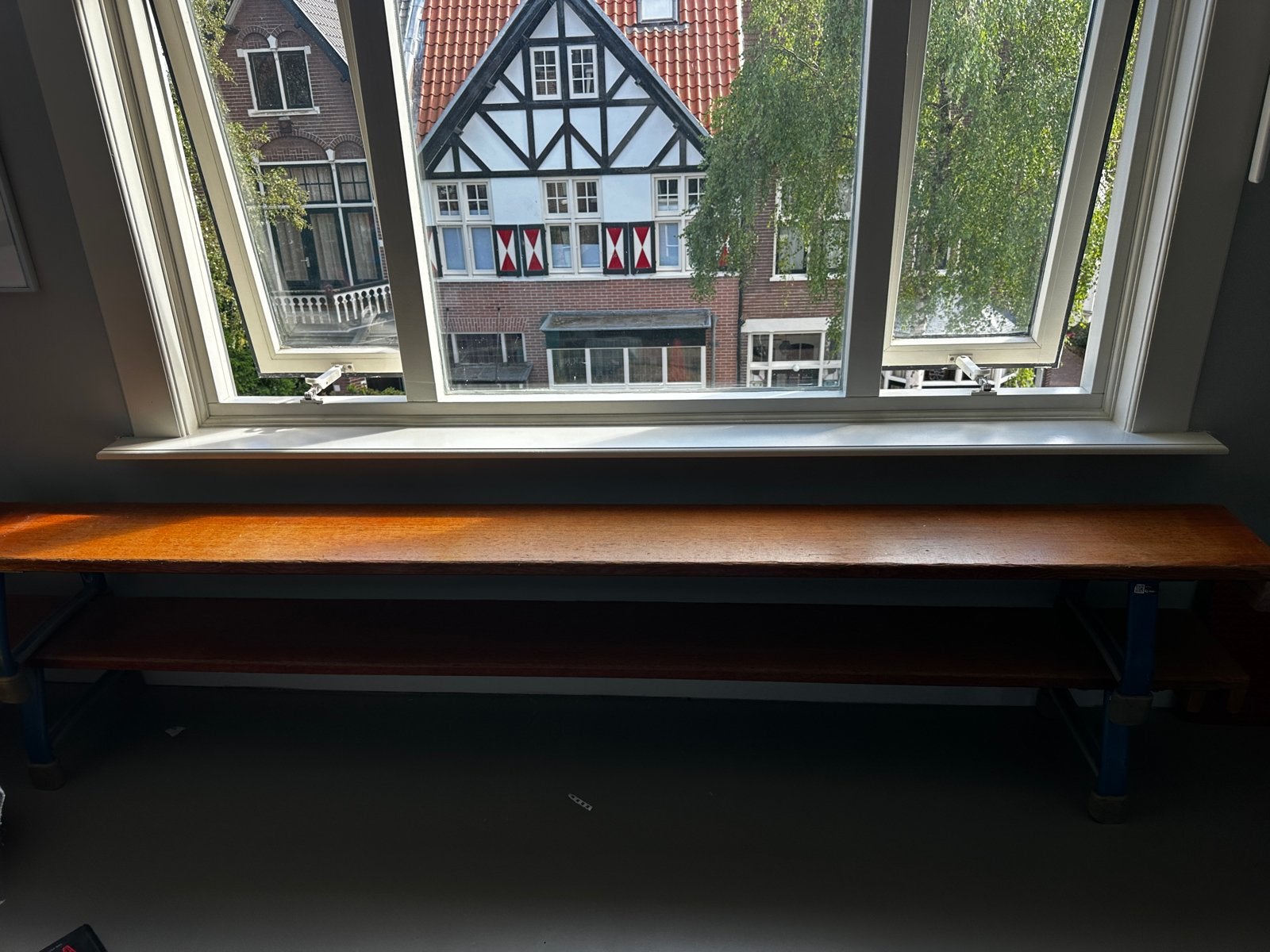 Twee originele stapelbare gymbanken, Huis en Inrichting, Ophalen, Gebruikt, Blauw, Vintage