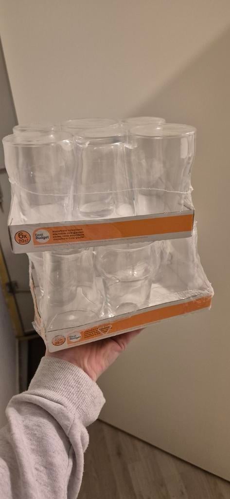 Stapelbare Cola Glazen - 12 stuks (20 cl per glas), Ophalen, Nieuw, Overige merken, Glas