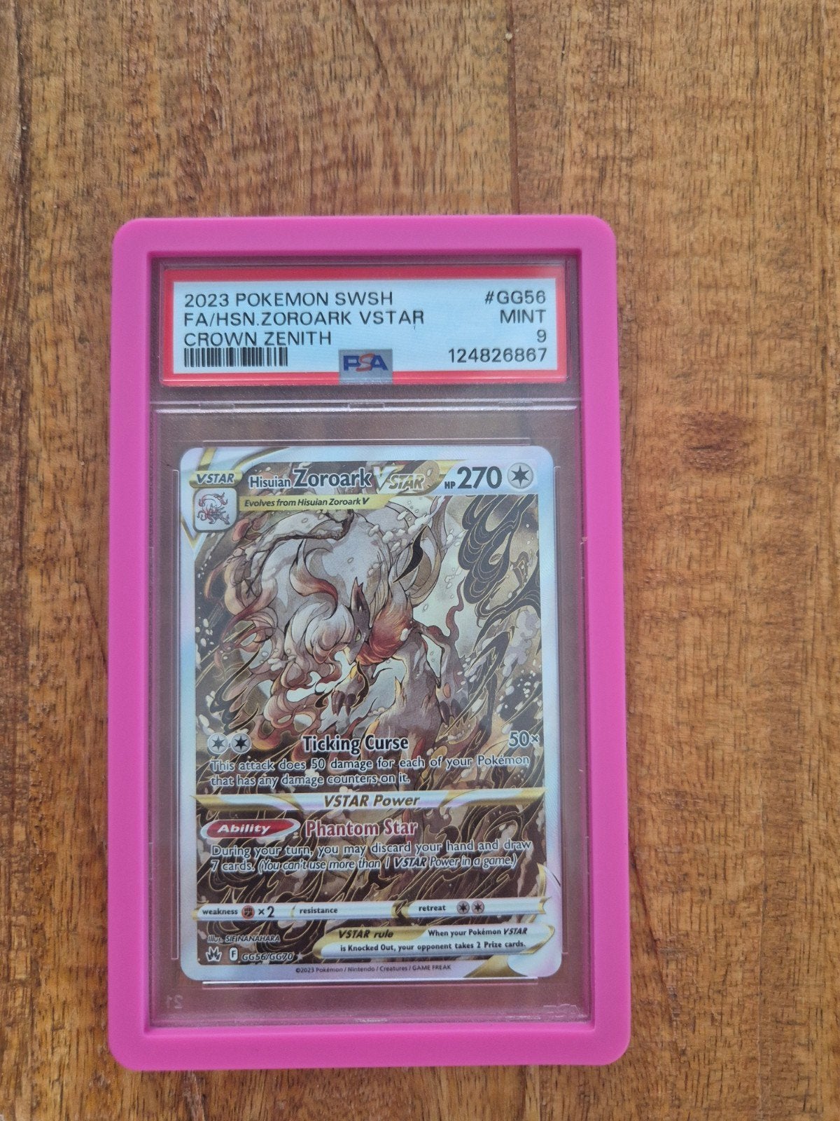Zoroark VSTAR GG56 PSA 9 Pokemon Kaart Crown Zenith, Ophalen of Verzenden, Zo goed als nieuw, Losse kaart, Foil