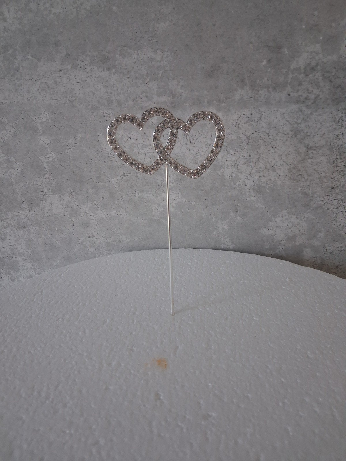 Taarttopper dubbel hart met strass steentjes, Ophalen of Verzenden, Nieuw, Feestartikel, Geboorte of Huwelijk