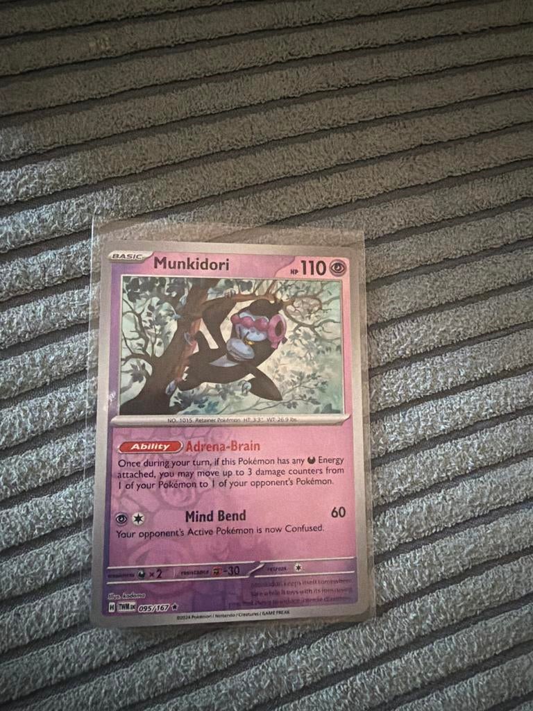 Munkidori Pokémon Kaart 095/167 TWM, Ophalen of Verzenden, Zo goed als nieuw, Losse kaart