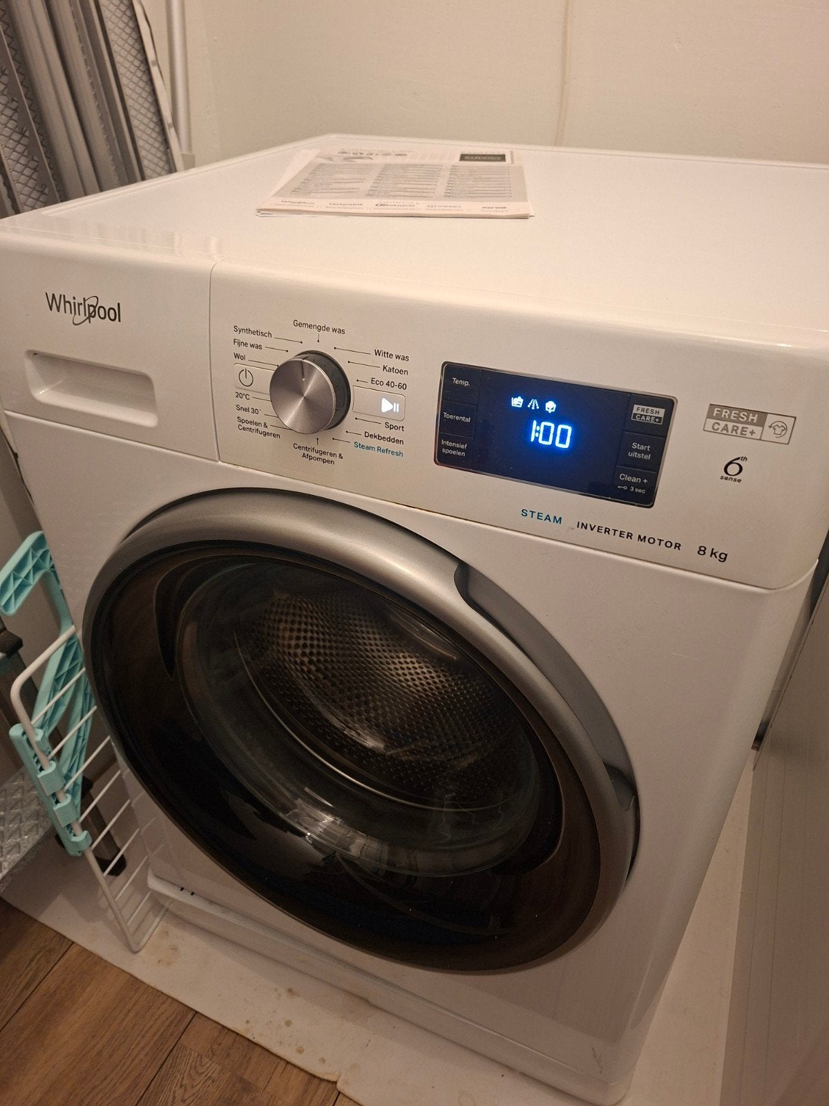 Goedwerkende Whirlpool Wasmachine | 8 kg, Ophalen, 1200 tot 1600 toeren, Gebruikt, Minder dan 85 cm