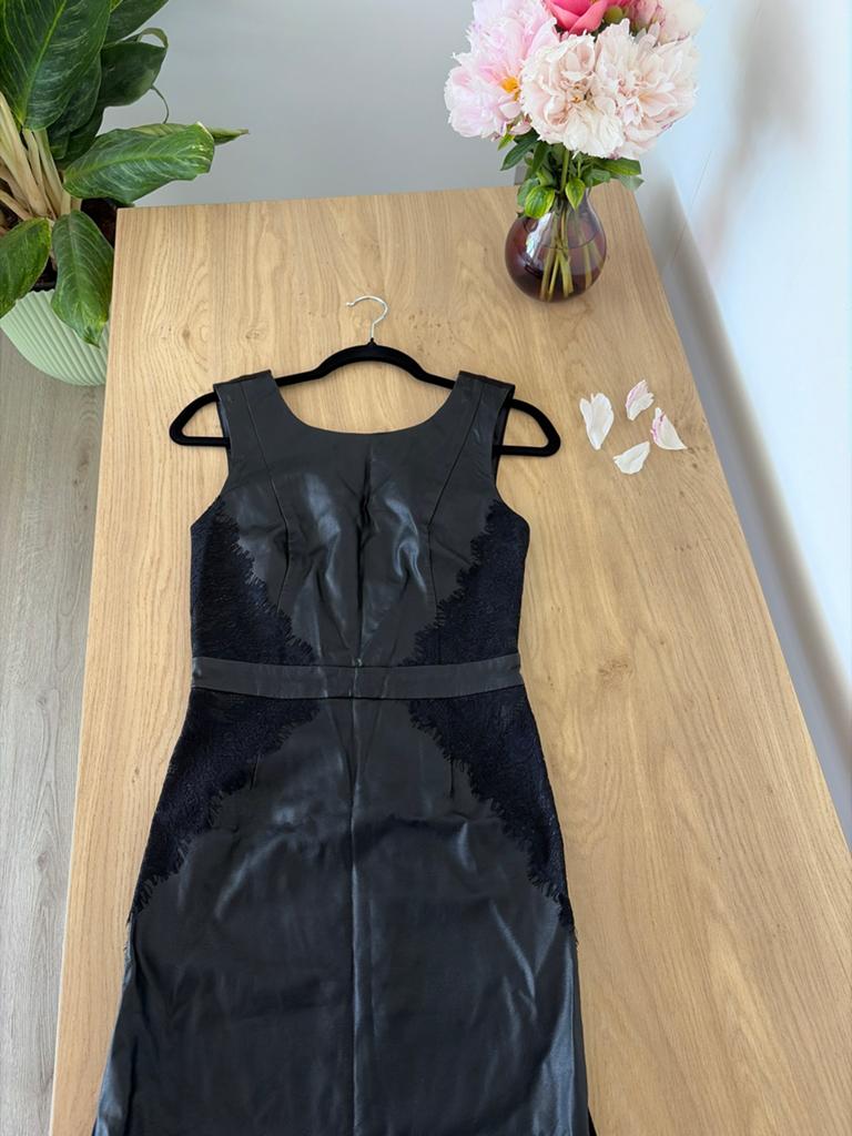 Only korte leren jurk met kanten details, maat 36, Ophalen of Verzenden, Maat 36 (S), Zwart, Boven de knie