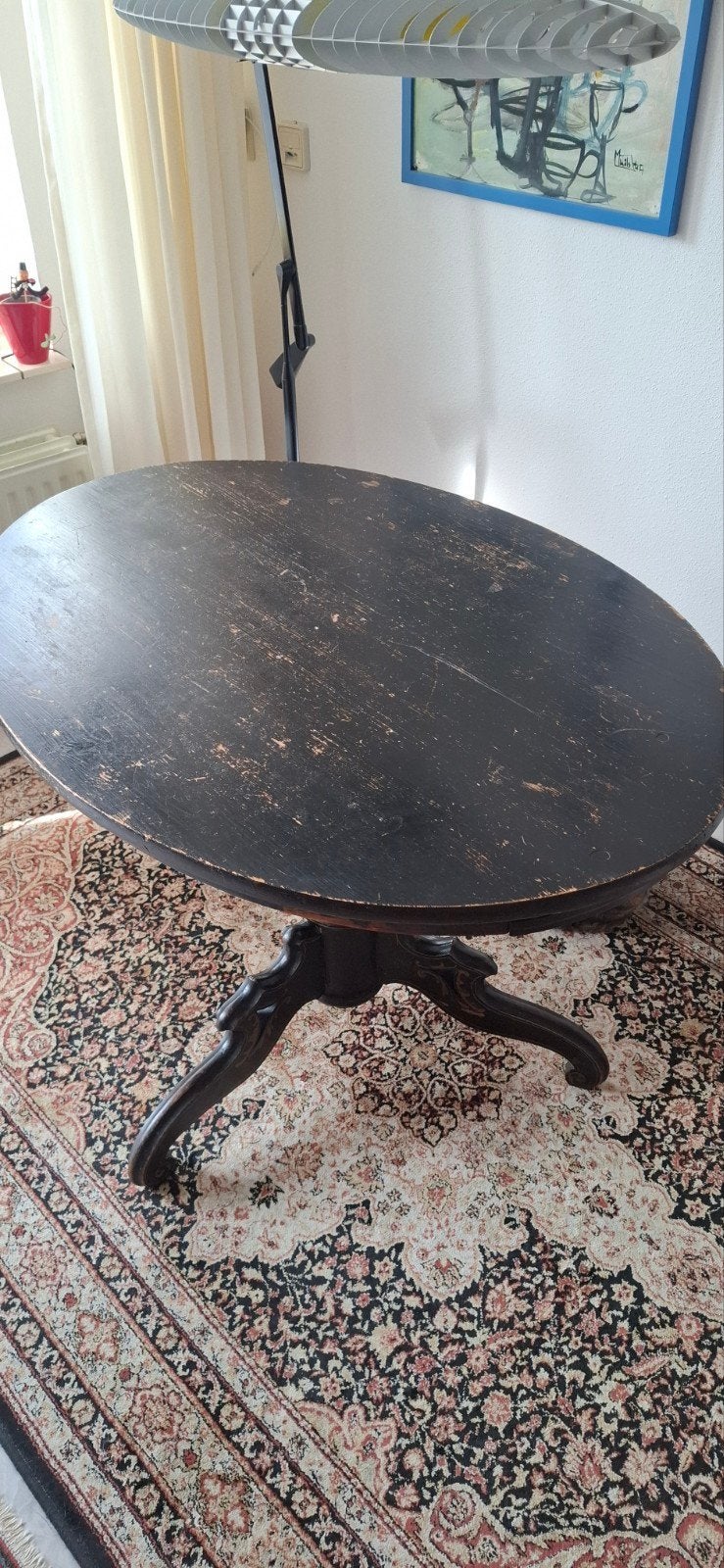 Charmant ovaal eettafeltje, Ophalen, Gebruikt, 100 tot 150 cm, 200 cm of meer