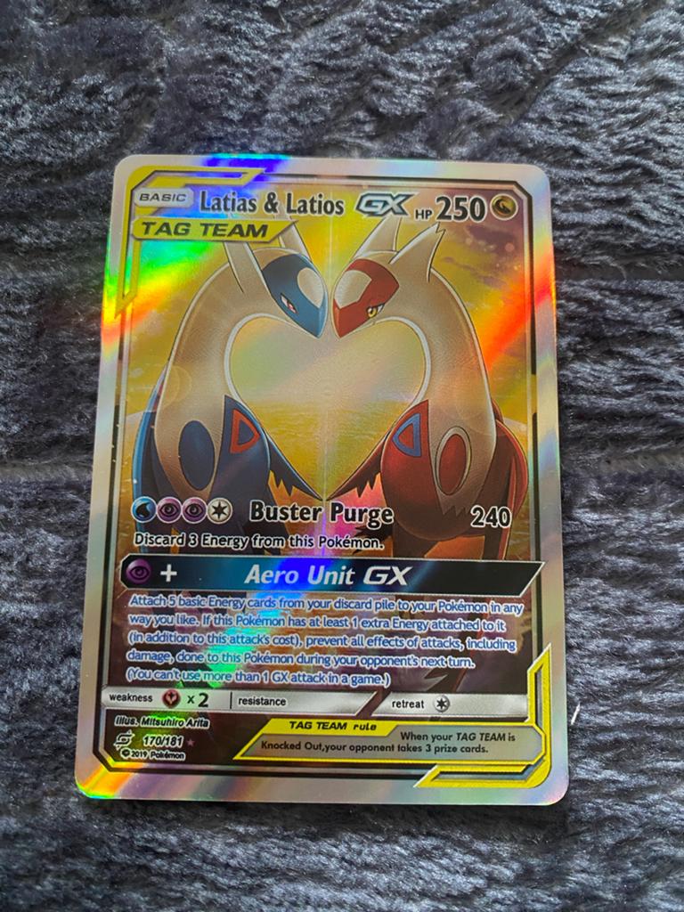 Pokémon Kaart: Latias & Latios GX TAG TEAM (Foil), Ophalen of Verzenden, Zo goed als nieuw, Losse kaart, Foil