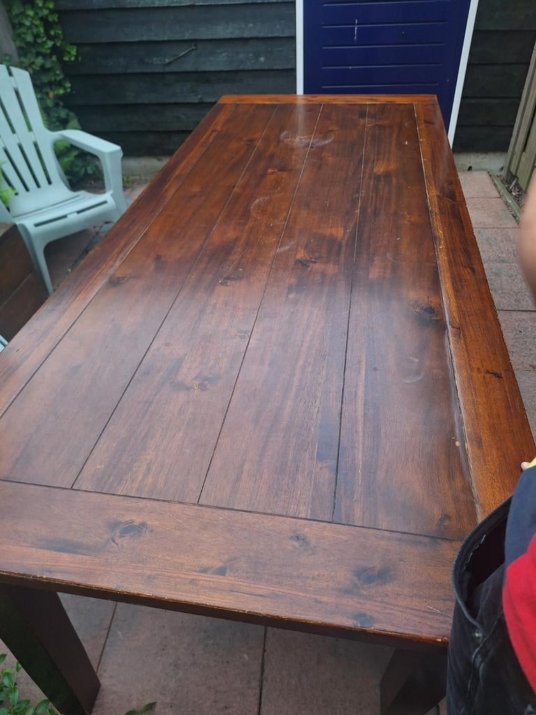 Teak-houten eettafel. Mooie tafel die wat liefde nodig heeft, Tuin en Terras, Tuintafels, Ophalen of Verzenden, Gebruikt, Rechthoekig