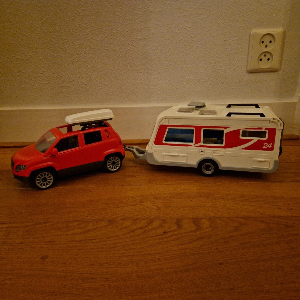 Playmobil auto met caravan, Ophalen, Gebruikt, Complete set, Voertuig