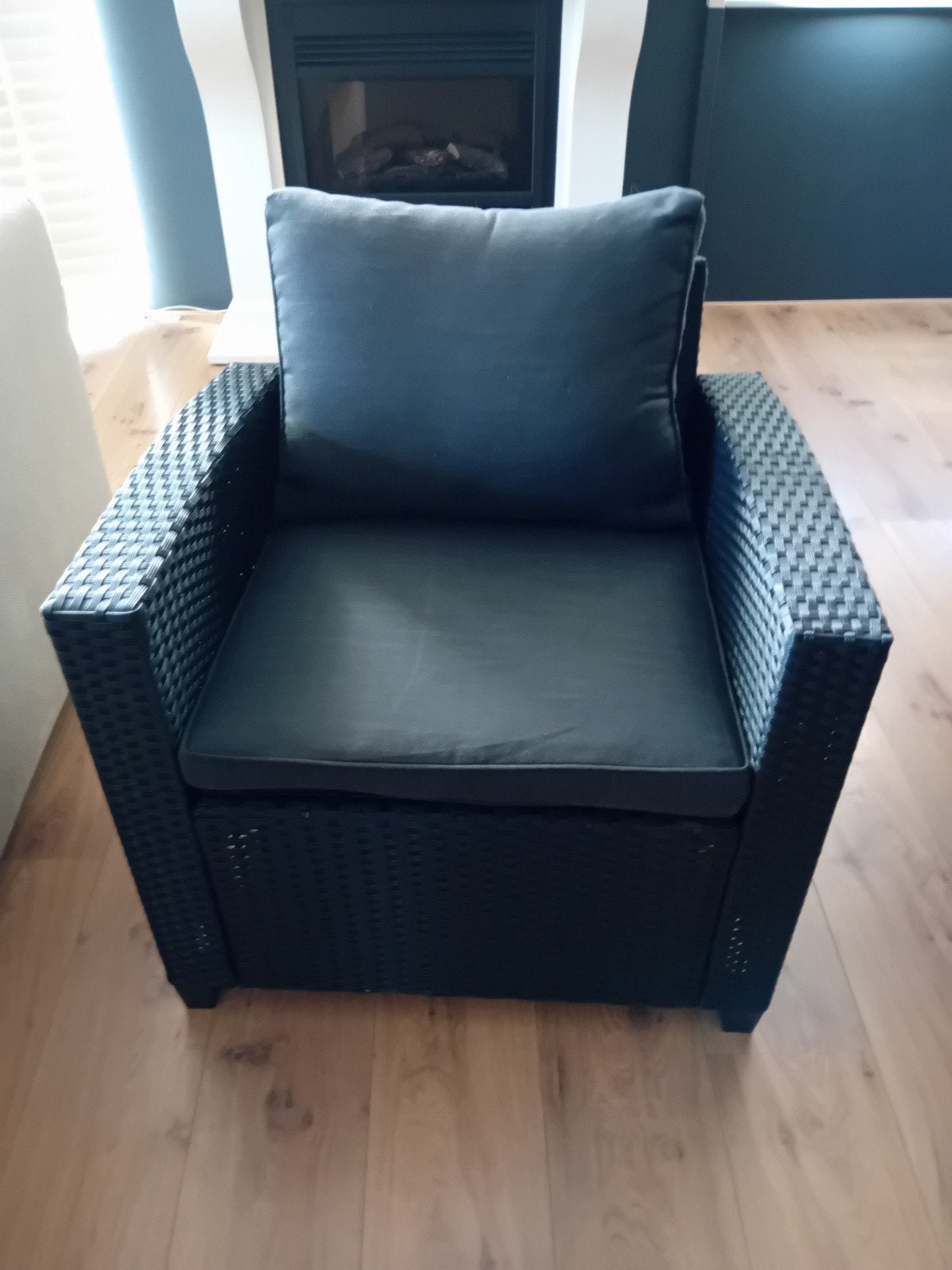 Nieuwe wicker fauteuil met all weather kussens, Ophalen, Nieuw, Kunststof
