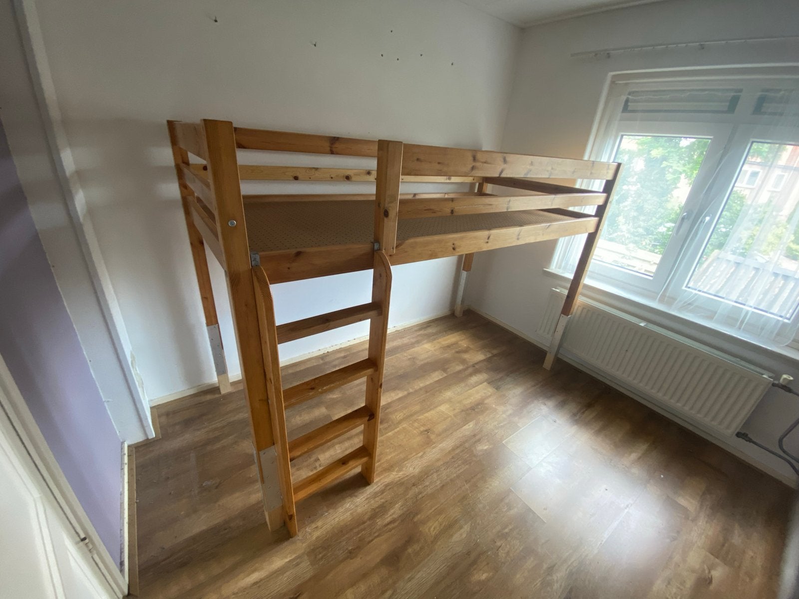 houten hoogslaper, moet weg!, Huis en Inrichting, Slaapkamer | Stapelbedden en Hoogslapers, Ophalen, Gebruikt, Eenpersoons, 160 tot 180 cm