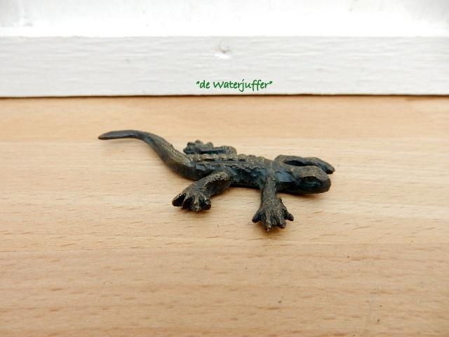 141* Bronzen mini hagedis (Boven €75 geen verzendkosten), Ophalen of Verzenden, Nieuw, Overige materialen, Dierenbeeld