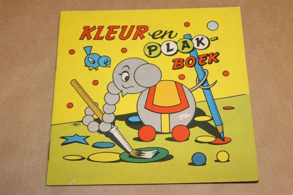 Kleur en Plakboek — Vintage Kleurboek met Plakkers [1950], Ophalen of Verzenden, Gelezen