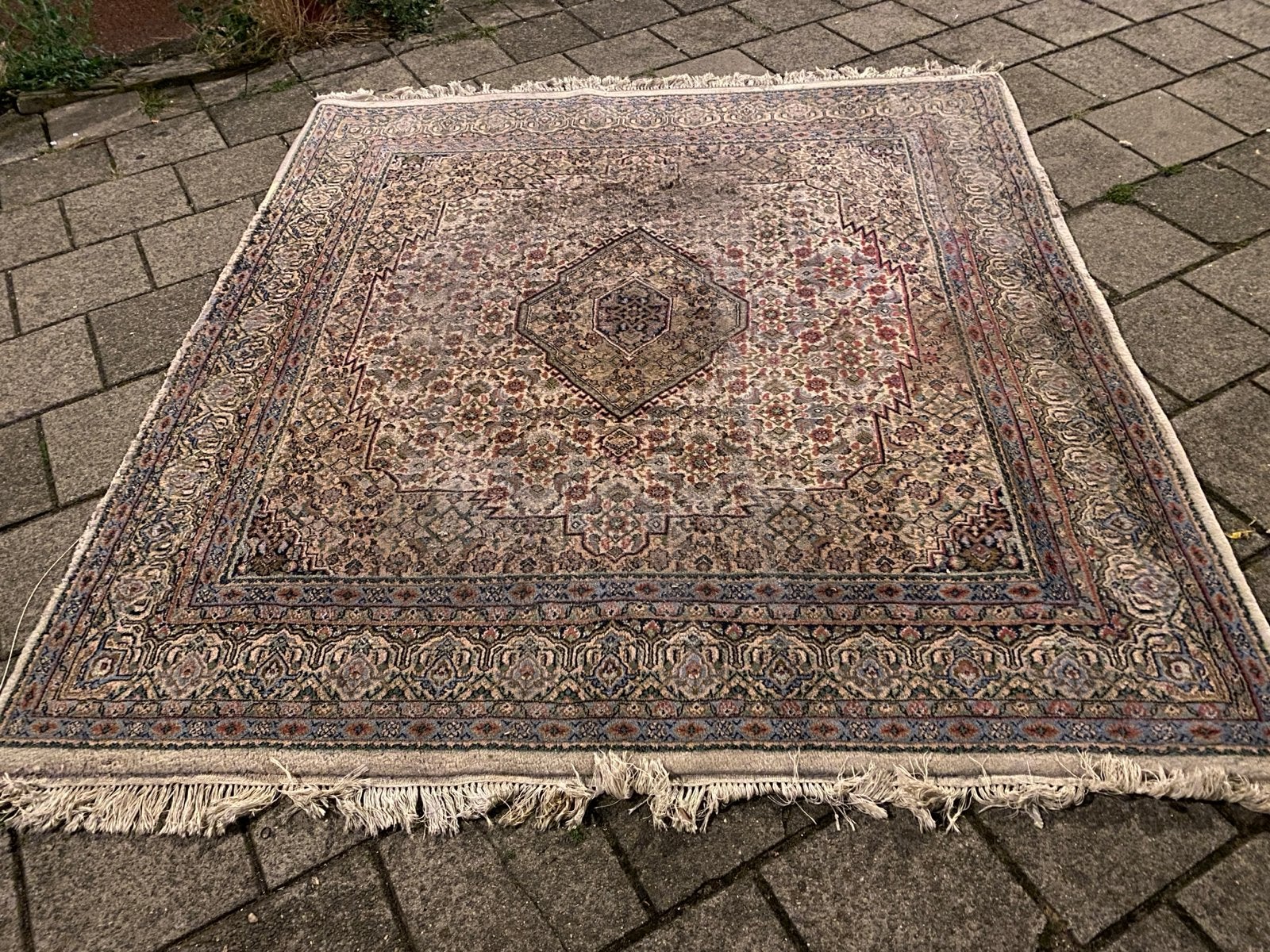 Bidjar tapijt 210x200 cm - Handgeknoopt Oosters tapijt, Ophalen, Gebruikt, Beige, Vierkant