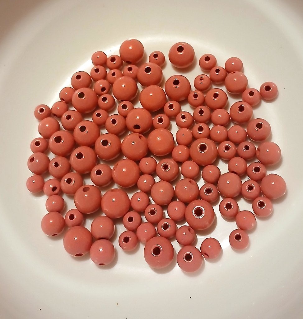 110 Kralen oud roze mix van hout, 6+8+10 mm - zie tekst, Verzenden, Nieuw, Kraal