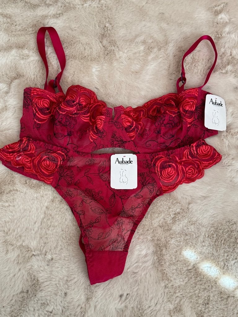 Luxe Lingerieset Aubade Paris Balconette, Aubade, Verzenden, Rood, BH
