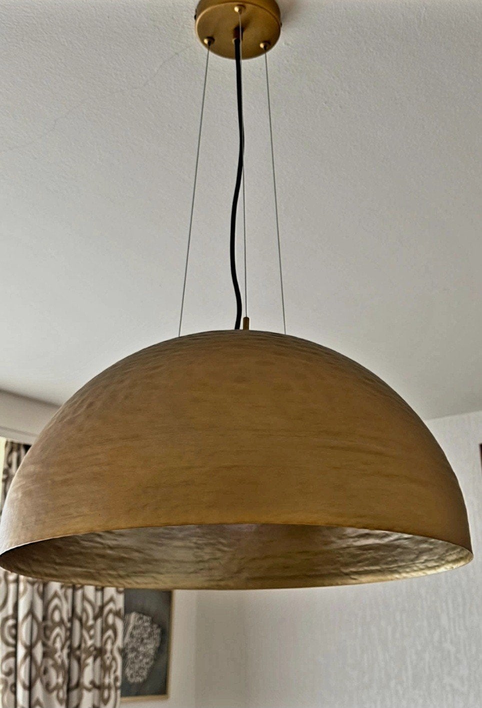 Grote gouden koepel hanglamp - Modern design, Ophalen, Modern, Industrieel, E27 (groot), Zo goed als nieuw