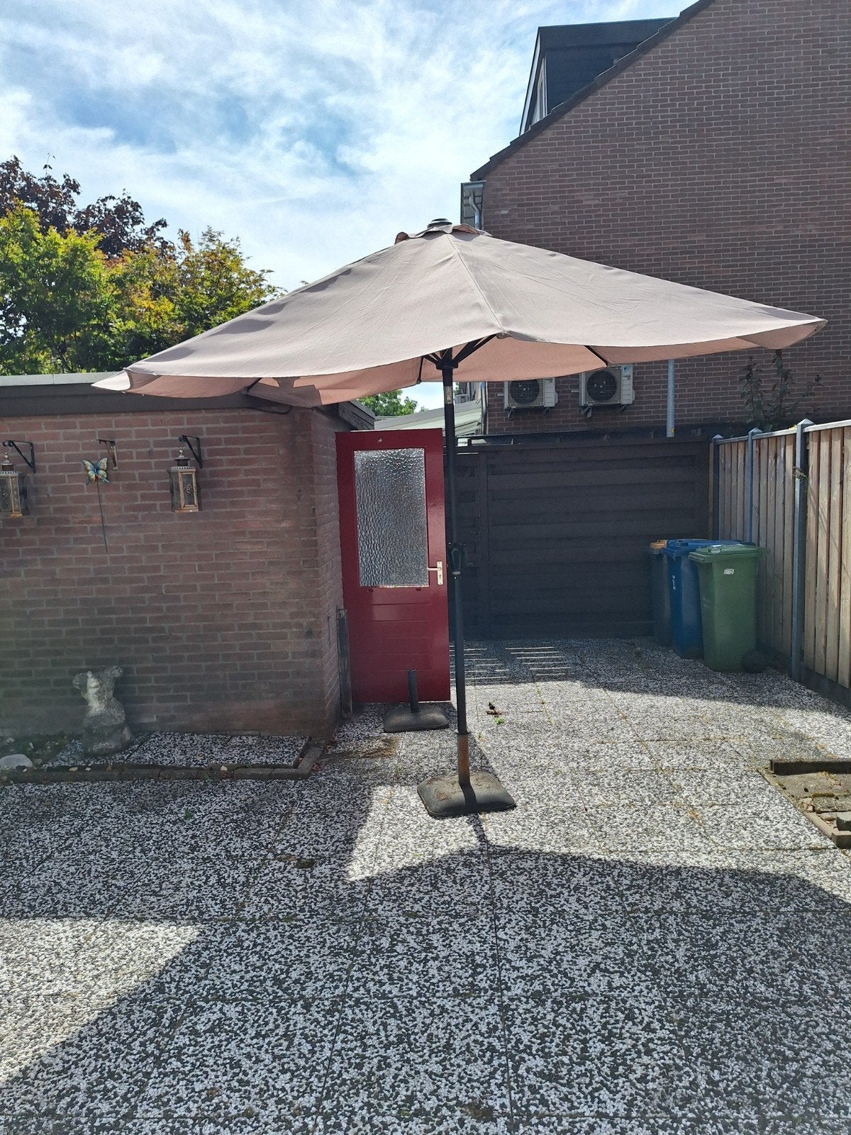 parasol 3m.met stalen voet, Tuin en Terras, Ophalen of Verzenden, Gebruikt, Droogmolen