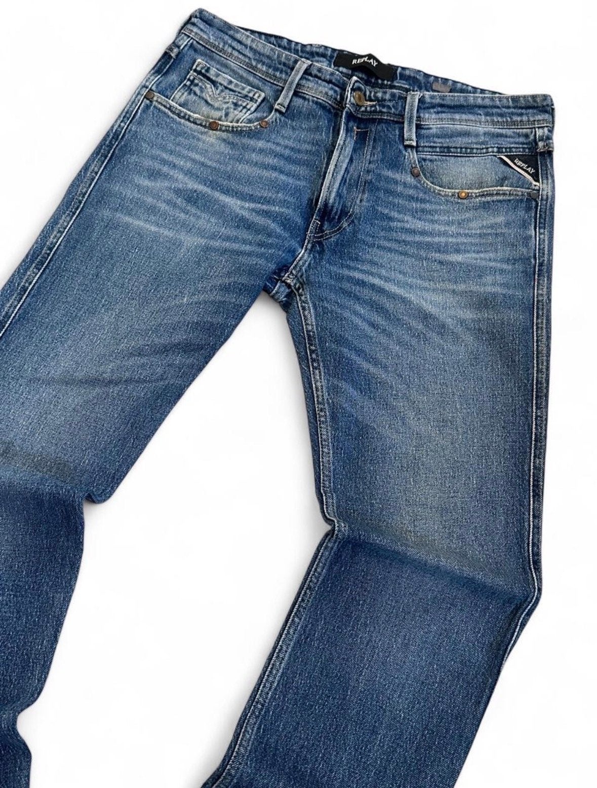 Replay Anbass Slim Fit Jeans W33 L34 Blauw Heren, Ophalen of Verzenden, Gedragen, Blauw, W33 - W34 (confectie 48/50)