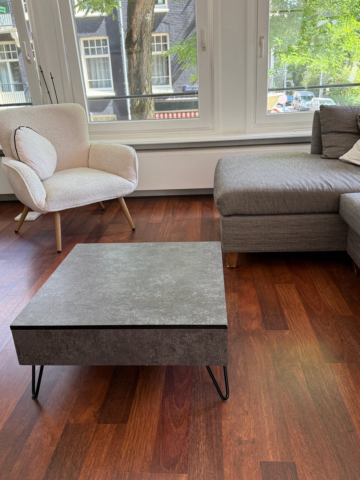 Modern Square Industrial Coffee Table, Ophalen, Zo goed als nieuw, Rechthoekig, 50 tot 100 cm