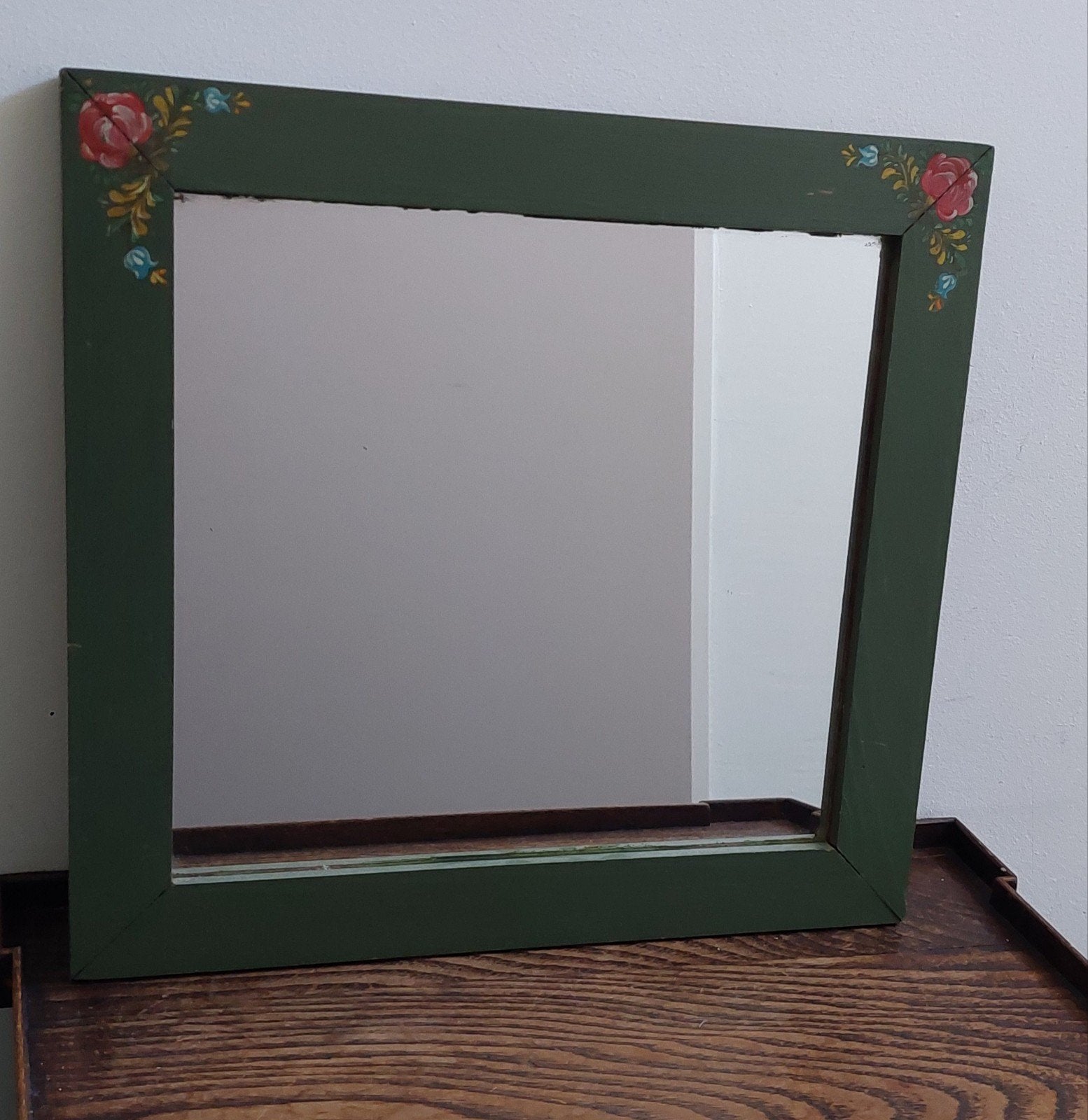 Mooie brocante Franse spiegel, Antiek en Kunst, Antiek | Spiegels, Ophalen of Verzenden, Rechthoekig, Minder dan 50 cm, Minder dan 100 cm