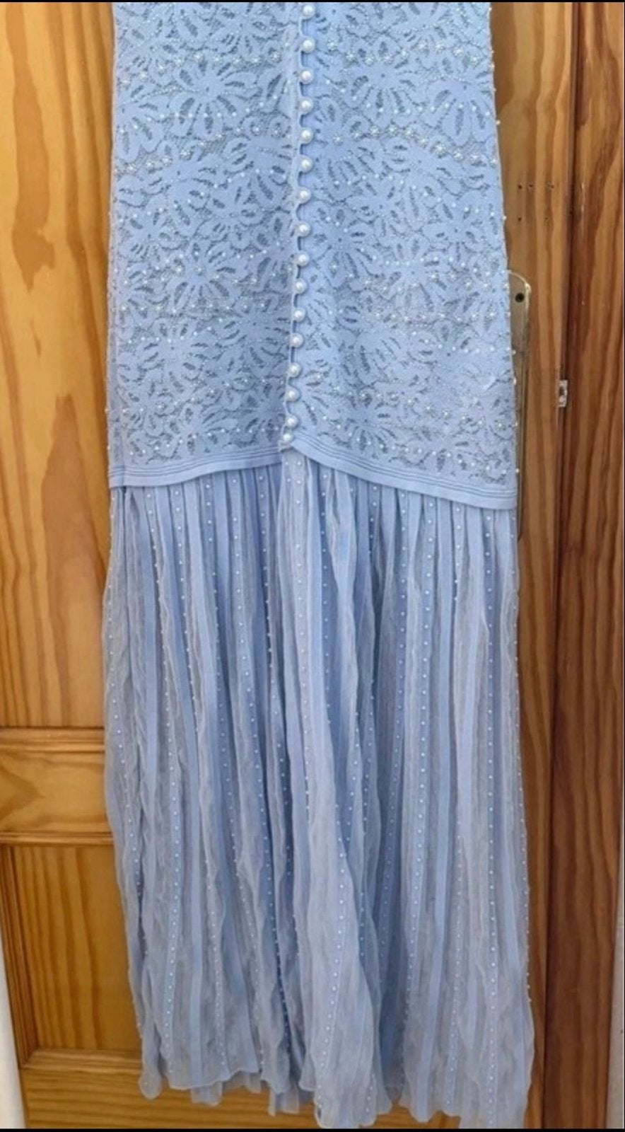 Sandro lichtblauwe jurk met parels en borduursels, Blauw, Nieuw, Ophalen of Verzenden, Maat 36 (S)