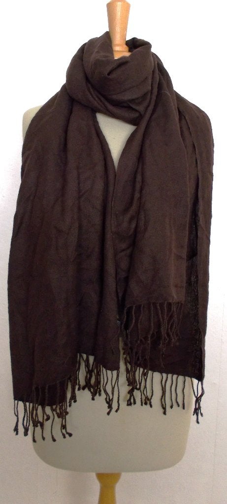 Donkerbruine zachte 50% cashmere 50% silk sjaal van Frangi, Kleding | Dames, Verzenden, Zo goed als nieuw, Maat 42/44 (L), Sjaal