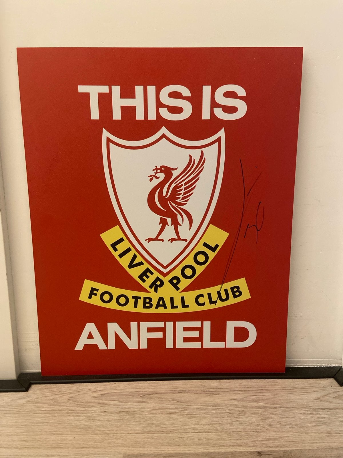 Liverpool this is Anfield bord- Gesigneerd Jeremie Frimpong, Verzamelen, Ophalen of Verzenden, Zo goed als nieuw, Buitenlandse clubs