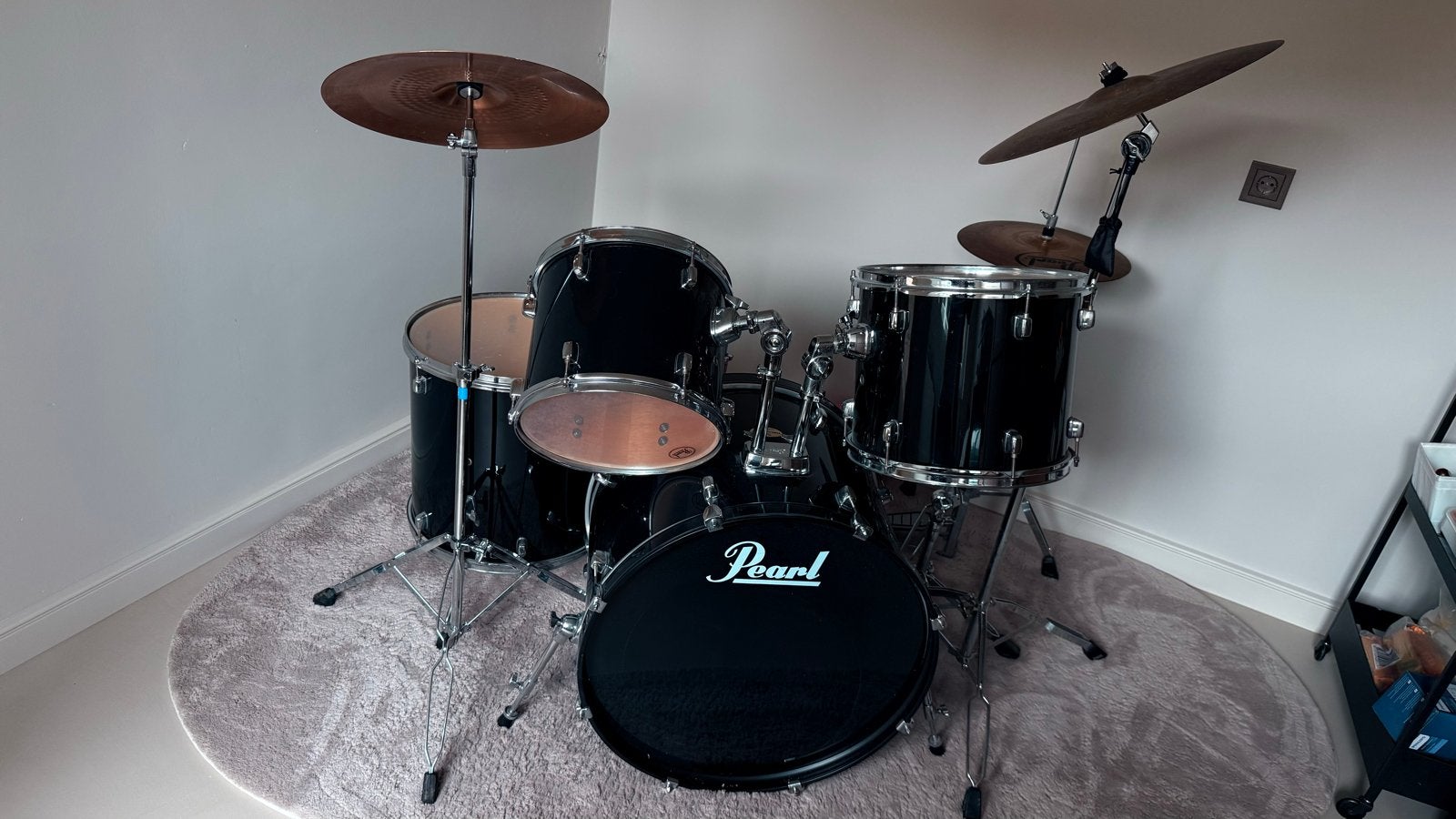Pearl drumstel met bekkens - Compleet en Gebruikt, Muziek en Instrumenten, Ophalen of Verzenden, Gebruikt, Pearl