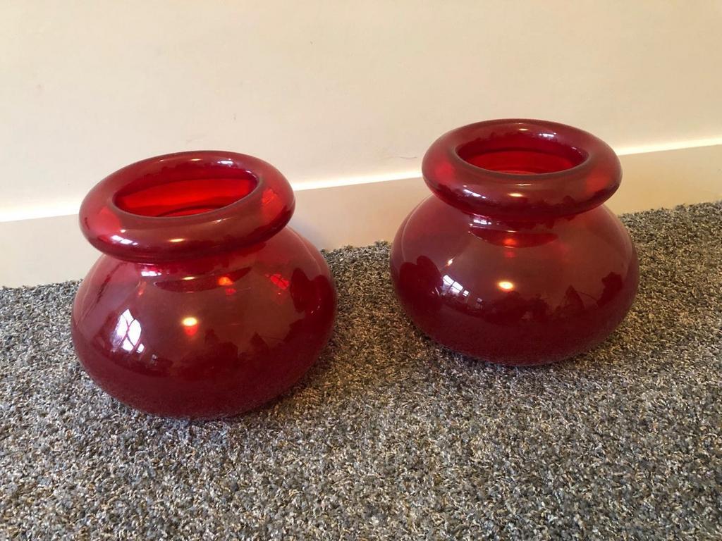 Glazen vazen rood groot, Antiek en Kunst, Antiek | Vazen, Ophalen