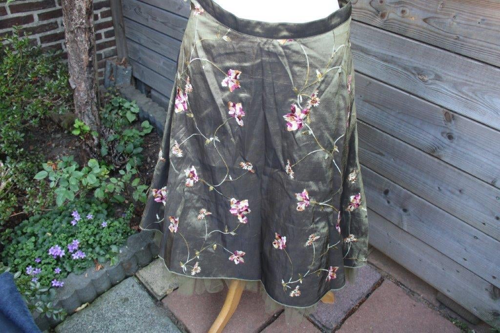 Rok kaki bloem Bohemia mt S Vaste prijs, Kleding | Dames, Verzenden, Bohemia, Zo goed als nieuw, Maat 36 (S)