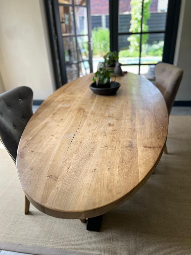 Prachtige oud eiken eettafel 240x100 cm, 4 cm dik blad, Ophalen, Gebruikt, 100 tot 150 cm, Eikenhout
